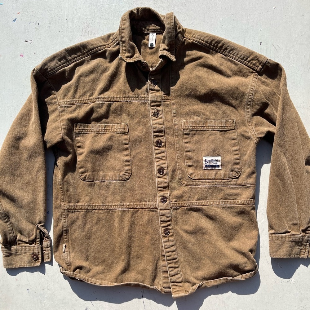 Men's Bloe Blanket Shirt Beige Green‎ Work Button XL Utility Uniform Field Outer